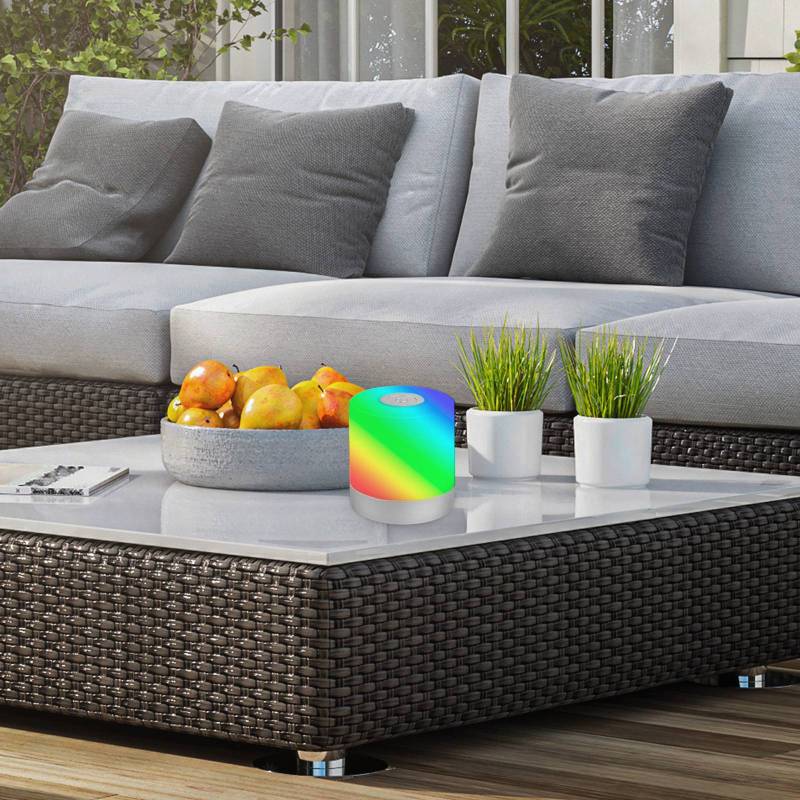 LED-Akku-Tischleuchte Smal, chrom, RGBW, Kunststoff, 7 cm von Briloner