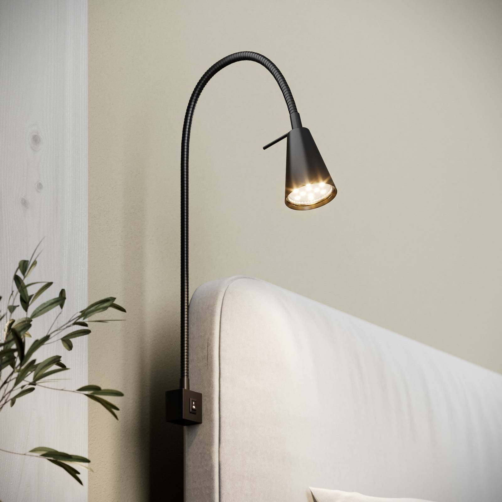 LED-Wandlampe Tuso, Bettmontage, schwarz LED-Wandlampe Tuso, Bettmontage, schwarz von Briloner