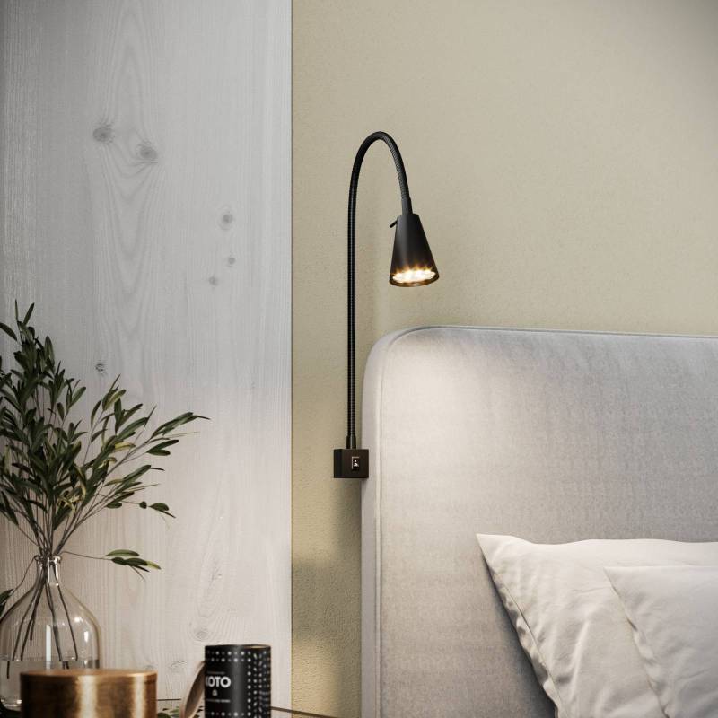 LED-Wandlampe Tuso, Bettmontage, schwarz von Briloner