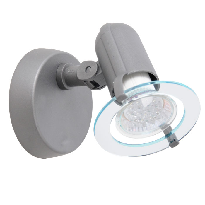 Moderne LED Wandlampe mit beweglichem Strahler in grau von Briloner