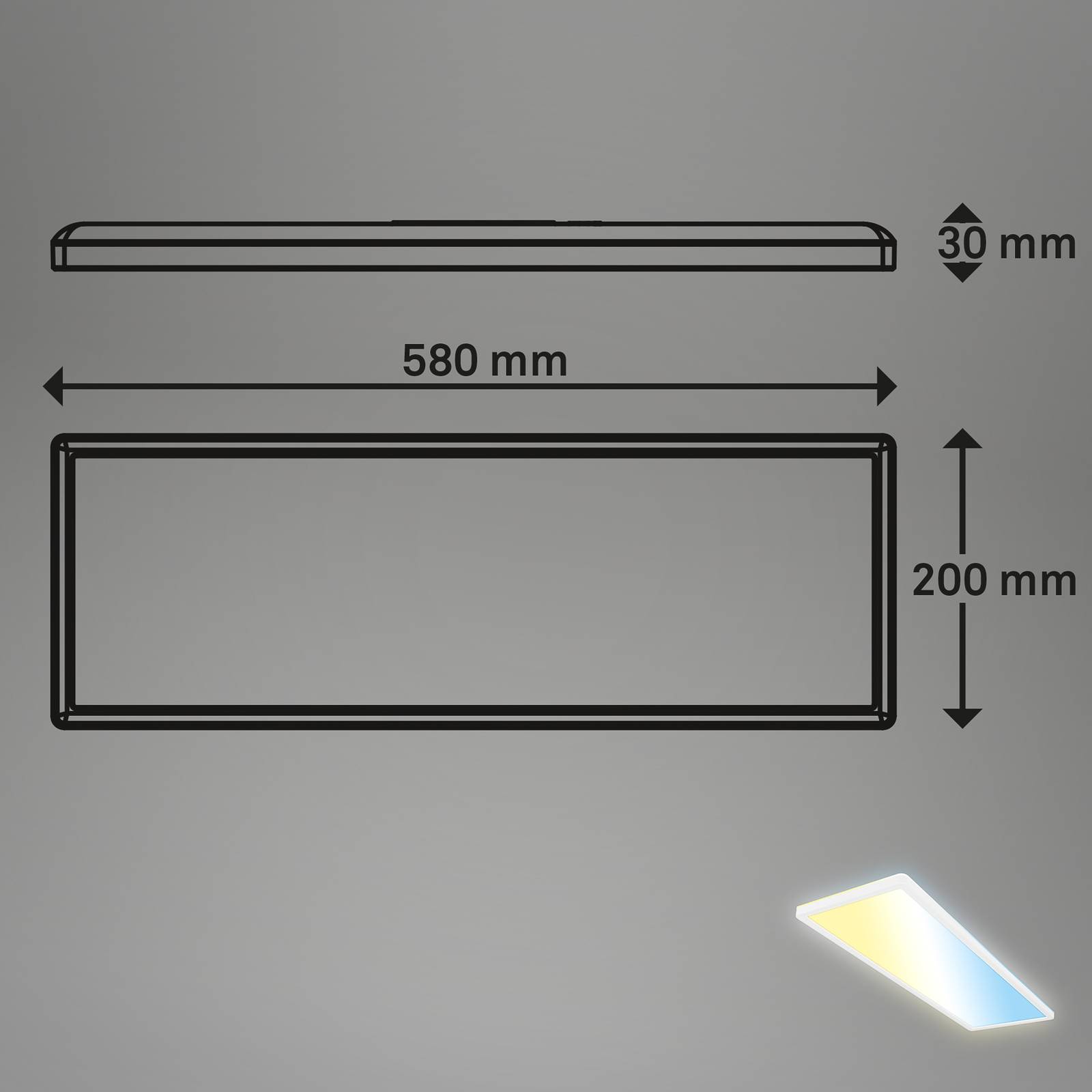 Smarte LED-Deckenleuchte Tava, 58x20 cm, CCT, dimmbar Smarte LED-Deckenleuchte Tava, 58x20 cm, CCT, dimmbar von Briloner