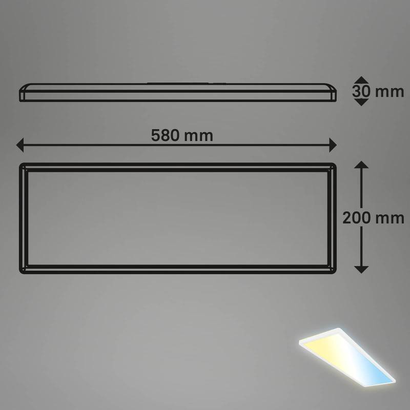 Smarte LED-Deckenleuchte Tava, 58x20 cm, CCT, dimmbar von Briloner