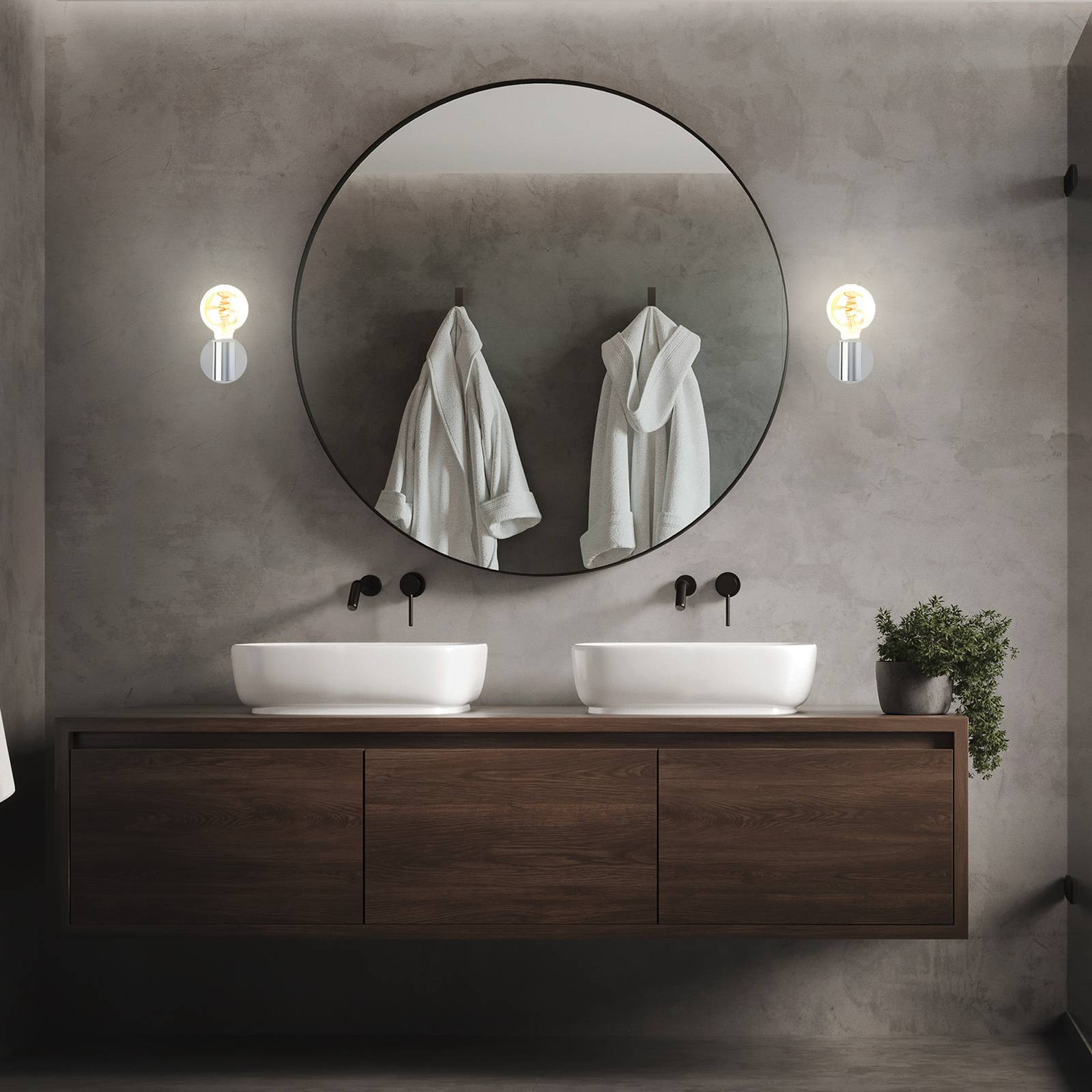 Wandleuchte Kosol fürs Bad, IP44, E27, chrom Wandleuchte Kosol fürs Bad, IP44, E27, chrom von Briloner