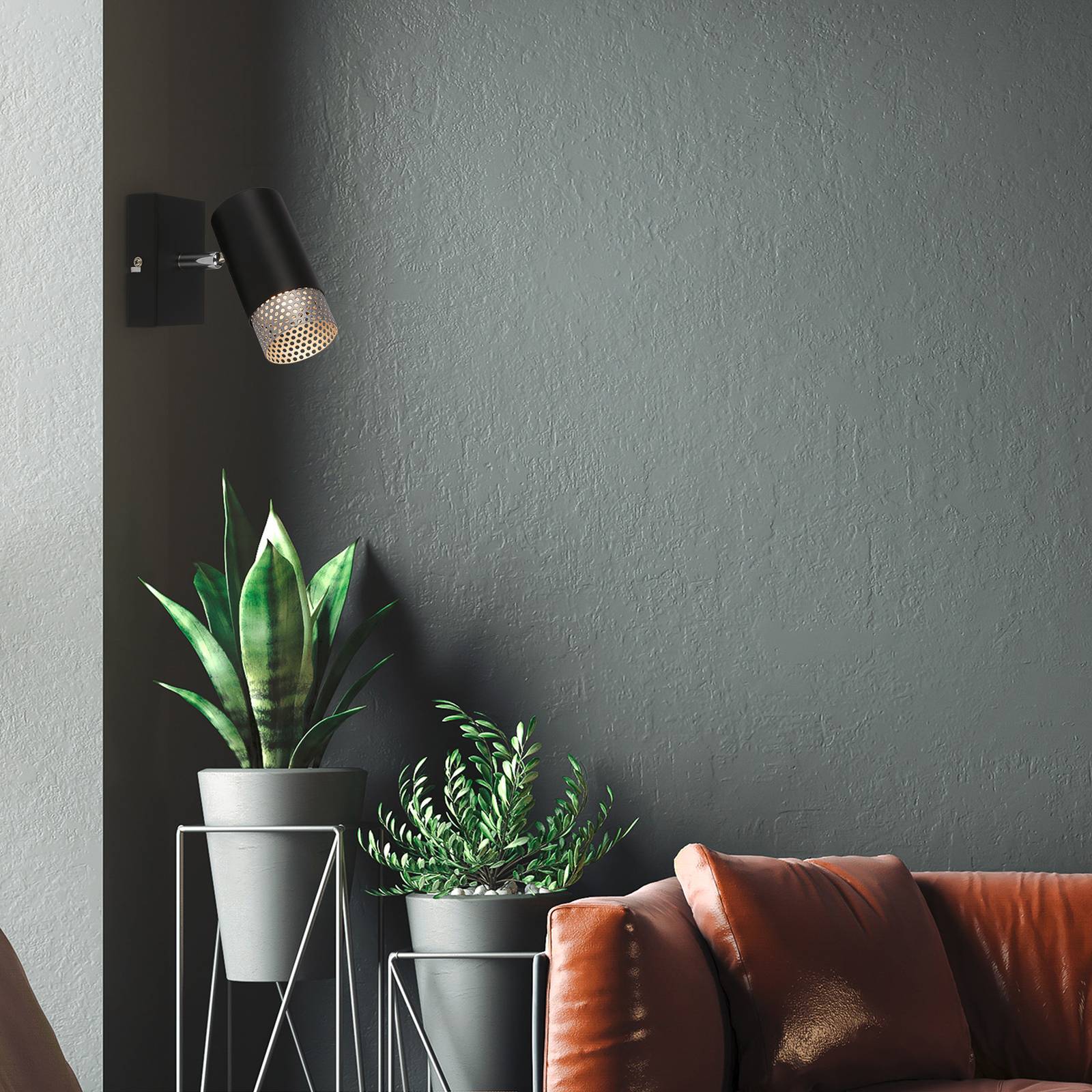 Wandspot Plek GU10 schwarz/silber einflammig Wandspot Plek GU10 schwarz/silber einflammig von Briloner