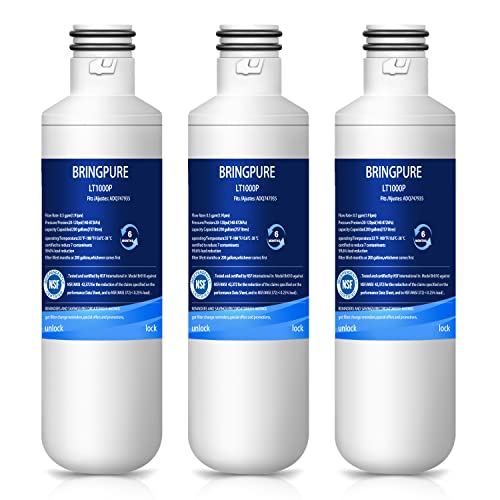 Bringpure NSF-zertifizierte BR010 Chlorreduzierte LG LT1000P Kühlschrank-Wasserfilter, kompatibel mit 1000P/PC/PCS, MDJ64844601, ADQ74793502, ADQ747935, Kühlschrank-Wasserfilterkartusche, 3 Stück Bringpure NSF-zertifizierte BR010 Chlorreduzierte LG LT1000P Kühlschrank-Wasserfilter, kompatibel mit 1000P/PC/PCS, MDJ64844601, ADQ74793502, ADQ747935, Kühlschrank-Wasserfilterkartusche, 3 Stück von Bringpure