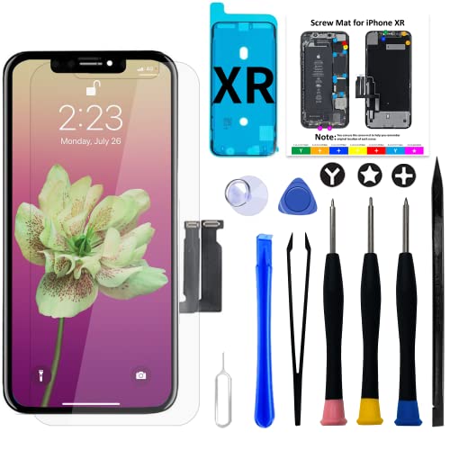 Brinonac Display für iPhone XR, 6,1 LCD 3D Touchscreen Digitalisierer Bildschirm Ersatz mit Reparaturset, Wasserfester Klebstoff und Gehärtetes Glas von Brinonac