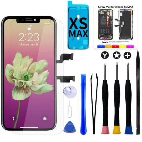 Brinonac Display für iPhone XS Max LCD, 6,5" LCD Bildschirm Komplette Montage Reparatur Digitizer, Front Touchscreen Reparatur Kit + Gehärtetes Glas Bildschirmschutz von Brinonac