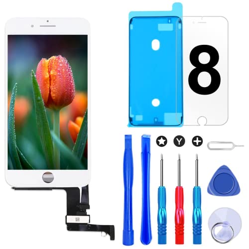 Brinonac Für iPhone 8/SE 2020 Display LCD Touchscreen Digitizer Ersatz Bildschirm Front Komplettes Glas mit Werkzeug und Display Schutzfolie (4,7", Weiß) von Brinonac