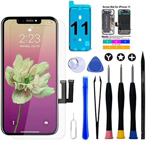 Brinonac für iPhone 11 LCD Display, 6,1" Retina 3D Touchscreen Digitalisierer Bildschirm Ersatz mit Reparaturset, Wasserfester Klebstoff und Gehärtetes Glas für A2111/A2223/A2221 von Brinonac