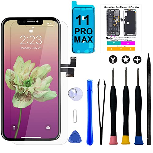 Brinonac für iPhone 11 Pro Max LCD Display, 6,5" Retina 3D Touchscreen Digitalisierer Bildschirm Ersatz mit Reparaturset, Wasserfester Klebstoff und Gehärtetes Glas für A2161/A2220/A2218 von Brinonac