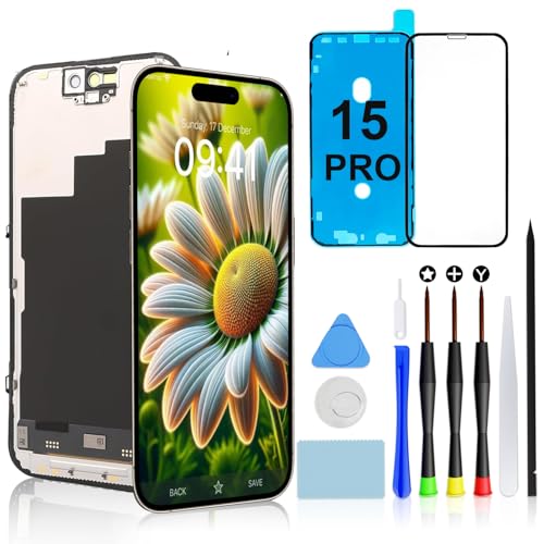 Brinonac für iPhone 15 Pro Display Ersatzset, 6,1 Zoll Full HD Retina LCD Bildschirm, Touchscreen Digitalisierer mit COF Technologie, Reparaturset mit Werkzeugen Brinonac für iPhone 15 Pro Display Ersatzset, 6,1 Zoll Full HD Retina LCD Bildschirm, Touchscreen Digitalisierer mit COF Technologie, Reparaturset mit Werkzeugen von Brinonac
