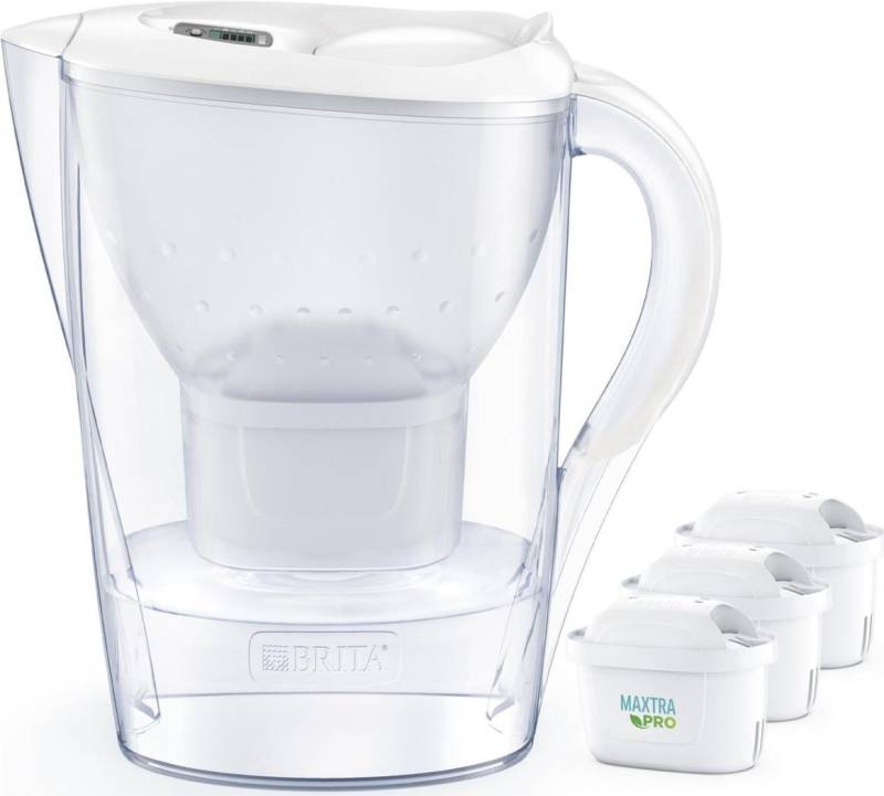 Brita Wasserfilterkanne - Filterkanne Marella Cool Memo, Volumen 2,4 l, 3x Maxtra Pro Filter, weiß (1052791) von Brita