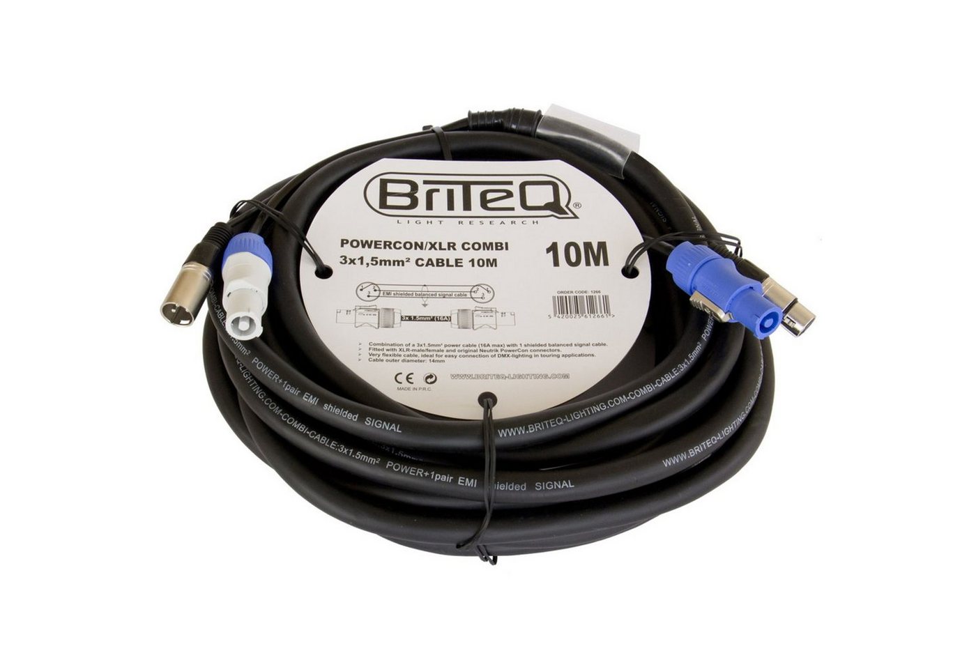 Briteq Audio-Kabel, Power Twist/XLR PRO Combi Cable, 10m - Kabel von Briteq