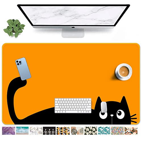 Britimes Großes Gaming-Mauspad, orangefarbene Cartoon-Katze, rutschfeste Schreibtischunterlage für Tastatur und Maus, Schreibtischunterlage für Gamer, Büro und Zuhause, 80 x 40 cm von Britimes