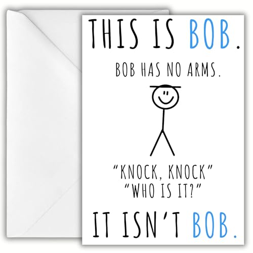 Humorvolle Geburtstagskarte für Männer – This is Bob Illustration, No Arms Knock Knock – Geburtstagskarte für sie Humorvolle Geburtstagskarte für Männer – This is Bob Illustration, No Arms Knock Knock – Geburtstagskarte für sie von Bro Prints