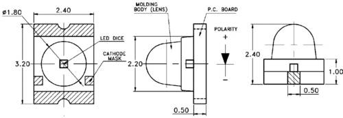 Broadcom ASMT-BB20-NS000 SMD-LED Sonderform Blau 650 mcd 15° 20mA 3.2V Tape cut von Broadcom