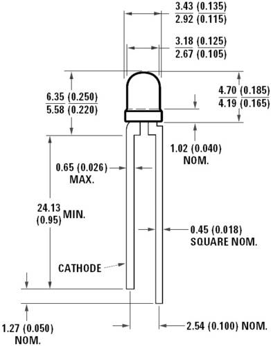 Broadcom HLMP-1401 LED bedrahtet Gelb Rund 3mm 6 mcd 60° 10mA 2V von Broadcom