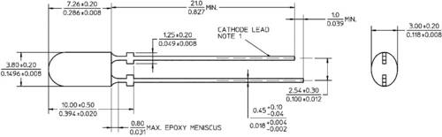 Broadcom HLMP-LG65-VY0DD LED bedrahtet Rot Oval 3 x 4mm 1380 mcd 50°, 100° 20mA 2.3V von Broadcom