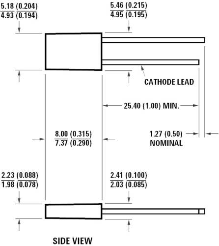 Broadcom HLMP-S301 LED bedrahtet Gelb Rechteckig 2 x 5mm 4 mcd 110° 20mA 2.1V von Broadcom