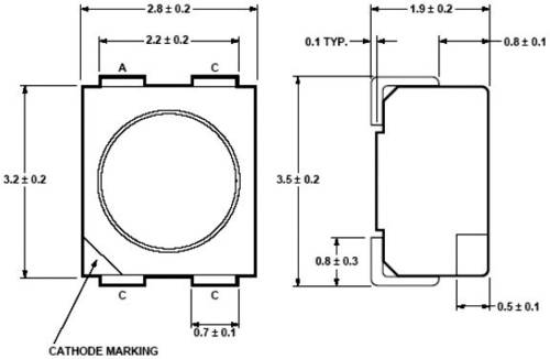 Broadcom HSMA-A401-U45M1 SMD-LED PLCC4 Amber 400 mcd 120° 50mA 2.2V Tape cut von Broadcom