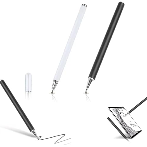 2 Stück Tablet Stift, Touchscreen Stift 3 in 1, Universal Stylus Pen Tragbarer, Handy Stift Mini, Geeignet für Tablet-PCs und Mobiltelefone mit kapazitiven Touchscreens(Schwarz,Weiß) von Brohiazao