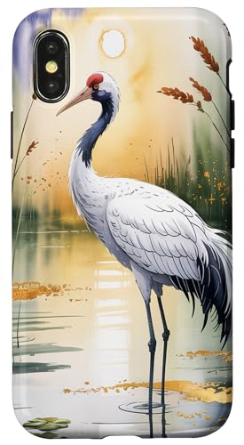 Japanische Vogelkunst Ästhetische Kraniche Anime Japan Kawaii Hülle für iPhone X/XS Japanische Vogelkunst Ästhetische Kraniche Anime Japan Kawaii Hülle für iPhone X/XS von Broke Artist