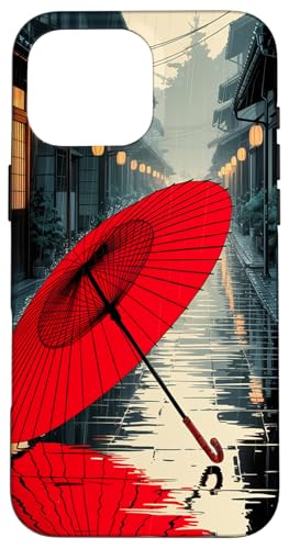 Japanischer Kimono Frau mit Regenschirm Kunst Design Street Japan Hülle für iPhone 16 Pro Max von Broke Artist