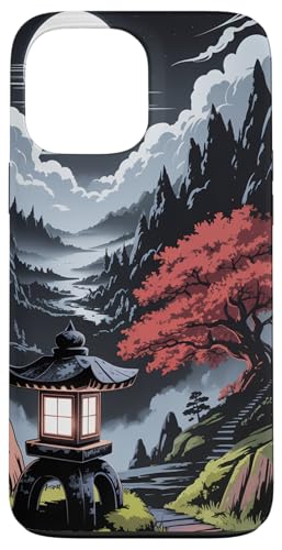 Japanischer roter Baum ästhetischer Anime Japan Kawaii Mond Hülle für iPhone 13 Pro Max von Broke Artist