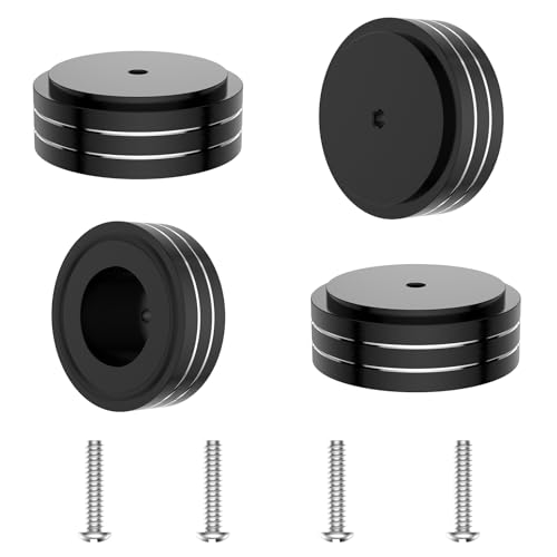 Brollitest 4 Stück Aluminium Füße 58mmx22mm Absorber Lautsprecher Schwingungsdämpfer High End Lautsprecher Füße HiFi Absorber Füße Mit 4 Schrauben und Anti-Rutsch-Ringen (Black) von Brollitest