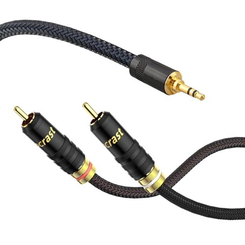 Brollitest Cinch auf Klinke 3,5mm aux auf cinch 2 RCA Stereo Audio Kabel, für TV, PC, MP3, Tablet, Hdtv Verstärker, Soundbar Lautsprecher, usw. (1M) von Brollitest