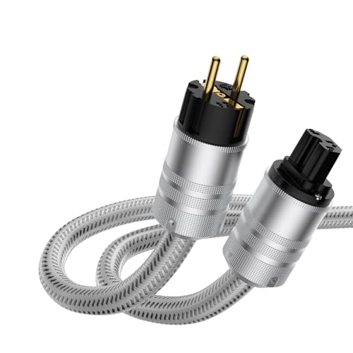 Brollitest Hi-Fi-Netzkabel, Versilbertes Weißes 1.5-Meter-High-End-Netzkabel mit Schuko-Stecker und Kaltgerätestecker, 5 ft Hi-Fi-Stromkabel,für Audio, Video und Heimkino Brollitest Hi-Fi-Netzkabel, Versilbertes Weißes 1.5-Meter-High-End-Netzkabel mit Schuko-Stecker und Kaltgerätestecker, 5 ft Hi-Fi-Stromkabel,für Audio, Video und Heimkino von Brollitest