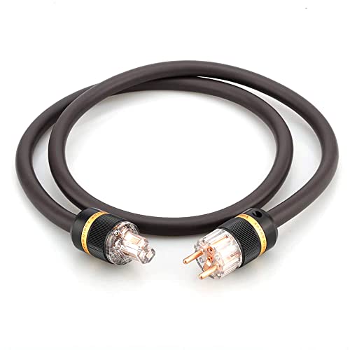 Brollitest HiFi End High Netzkabel, Vergoldetes Reines Rotes Kupfer EU Schukostecker HiFi Stromkabel für Audio, Verstärker, Subwoofer, DV/AV (2M/6,56 FT) von Brollitest