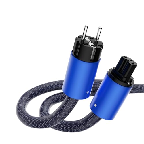 Brollitest High End Netzkael, Versilbertes Schuko Ofc Netzkabel HiFi High End 1 M,Mit Schuko Stecker Und Kaltgerätestecker, HiFi Schuko C15 Netzkabel Für Audio-Video Und Heimkino von Brollitest