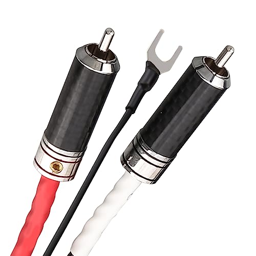 Brollitest High End RCA Phono Kabel, Hochreines Kohlefaser Phono Kabel mit Erdungsdraht, 1.5M Geheimtipp Phono kabel von Brollitest