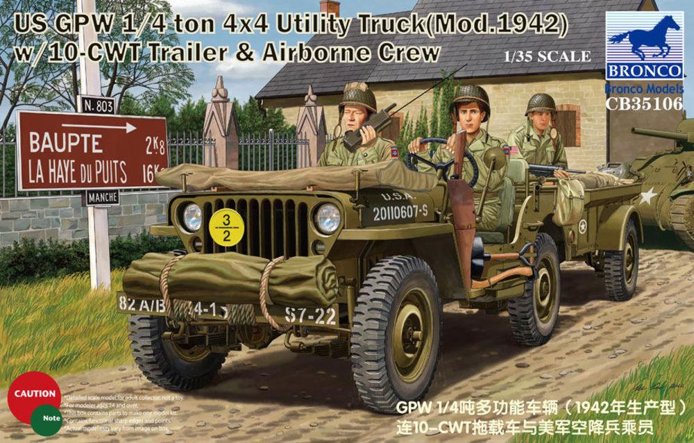 GPW 1/4 ton 4x4 Utility Track Mod.1942 w/10-CWT & Airborne Crew von Bronco Models