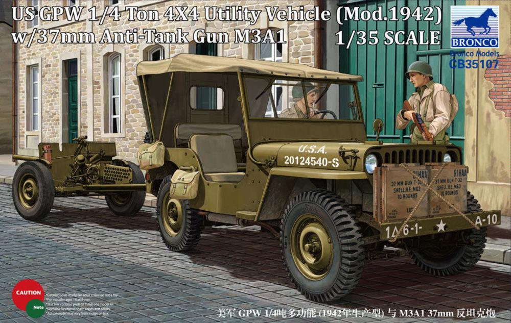 US GPW 4x4 Light Utility Truck w/37mm Anti-Tank Gun M3A1 von Bronco Models