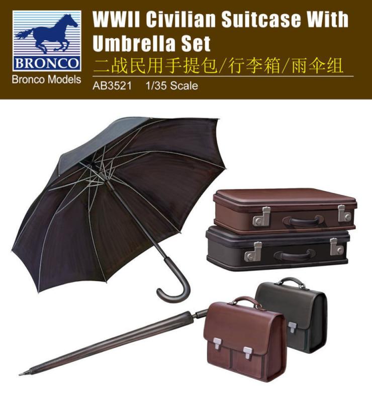 WWII Civilian Suitcase with Umbrella Set von Bronco Models