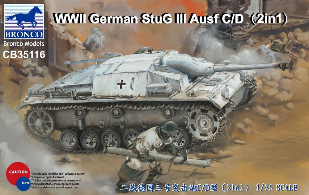 WWII German StuG III Ausf C/D with 75mm StuK 37/L24&75mm StuK40/L48(2in1) von Bronco Models