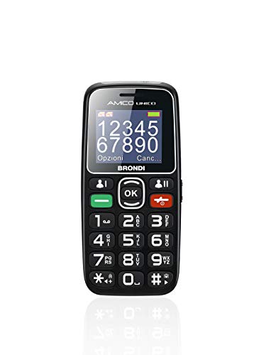 BRONDI Amico Unique GSM Handy für Senioren mit großen Tasten, SOS-Taste und Remote-Funktion, Dual-SIM, hohe Lautstärke, Schwarz von Brondi