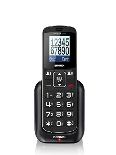 Brondi Amico Home GSM Senioren-Handy mit großen Tasten, SOS-Taste und Fernbedienung, Dual-SIM, hohe Lautstärke von Brondi