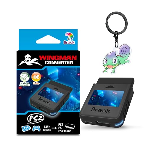 Brook Wingman PS2 Konverter mit Schlüsselanhänger – Retro-Konsolen-Konverter für XB Series X|S, One, 360, Elite 1&2 und PS5/PS4/PS3, Switch Pro Controller auf PS2/PS1/PS Classic Konsolen [Exklusive Version] von Brook