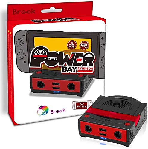 Switch Docking- & Ladestation für 4 Controller (2x Switch, 2x Game Cube) mit HDMI Ausgang, schwarz-rot (PowerBay Crimson) von Brook