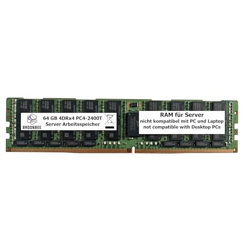 Broonbee Server Arbeitsspeicher | 64 GB DDR4 2400 MHz RAM | LRDIMM ECC REG | PC4-19200T-L CL17 | Memory Upgrade für Supermicro 7128RG-F 7128RG-F2 7128RG-X von Broonbee
