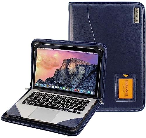Broonel - Contour Series - Blau Leder Laptop Fall/Hülse - Kompatibel mit dem Samsung Galaxy Book4 Pro 360 Laptop 16" von Broonel