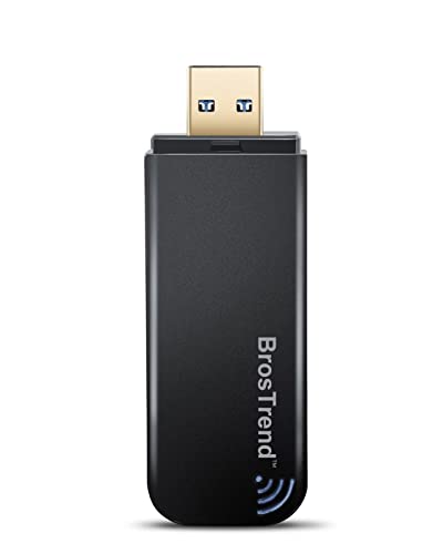BrosTrend 1200 Mbit/s USB WLAN Stick, WiFi Adapter für PC Desktop Laptop mit Windows 11/10/8.1/8/7, DualBand 5GHz 867Mbit/s + 2,4GHz 300Mbit/s, WLAN Empfänger für PC, WLAN Adapter USB 3.0 WLAN Dongle von BrosTrend