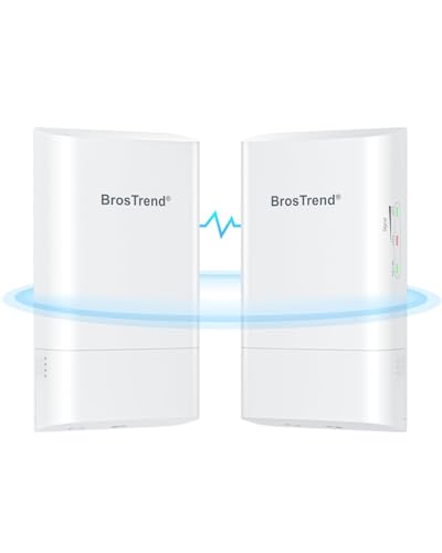 BrosTrend 5GHz 867Mbit/s WLAN Bridge Outdoor CPE, 1KM Langstrecken WiFi Bridge Point-to-Point, Plug & Play WLAN LAN Bridge mit Passiver PoE Adapter, IP65 Richtantenne LAN Brücke für PTP/PTMP, 2-Pack von BrosTrend