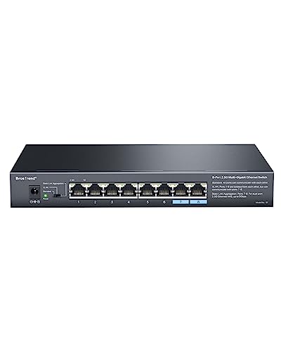 BrosTrend 8X 2,5-Gigabit Ports LAN Switch 2,5 Gbit/s Ethernet Netzwerk Switch (VLAN/Statisch Link-Aggregation, Unmanaged Lüfterlos, Desktop/Wandmontage Plug & Play, Lifetime-Garantie) LAN Hub Splitter von BrosTrend