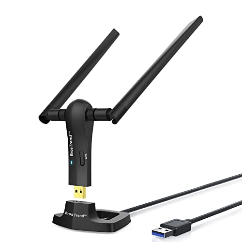 BrosTrend AC1200 USB WLAN Stick, WiFi Adapter für Desktop Laptop PC mit Windows 11/10 /8/7 hohe Reichweite, Dual-WLAN bis zu 867 Mbit/s 5 GHz, 300 Mbit/s 2,4 GHz, mit Zwei 5 dBi-Antennen, USB3.0 von BrosTrend