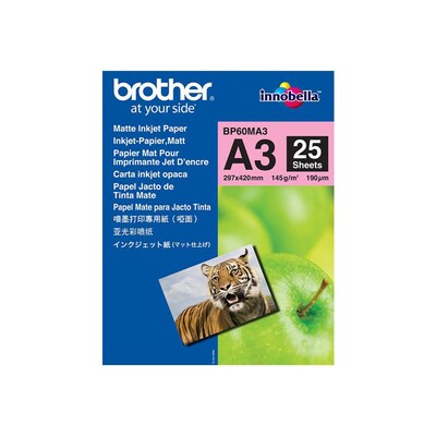 Brother BP60MA3 Mattes Inkjetpapier-A3, Paket mit 25 Blatt, 145 g/qm von Brother