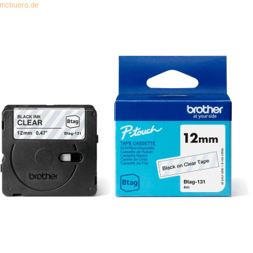 Brother Brother Schriftband BTAG-131 Schwarz auf Transp.12 mm x 4 m Brother Brother Schriftband BTAG-131 Schwarz auf Transp.12 mm x 4 m von Brother